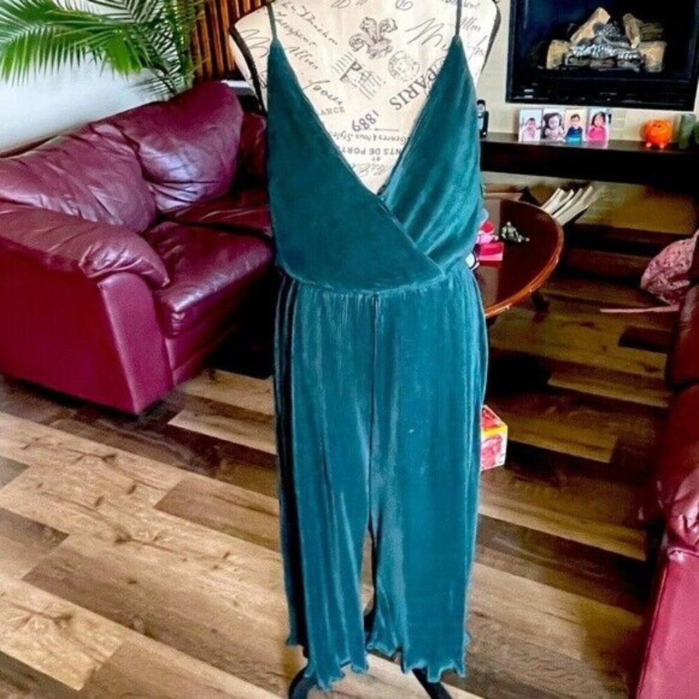 LUMIER Pleated Rompers Green Women's Small